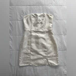 Lulus Ivory Jacquard Strapless Mini Dress